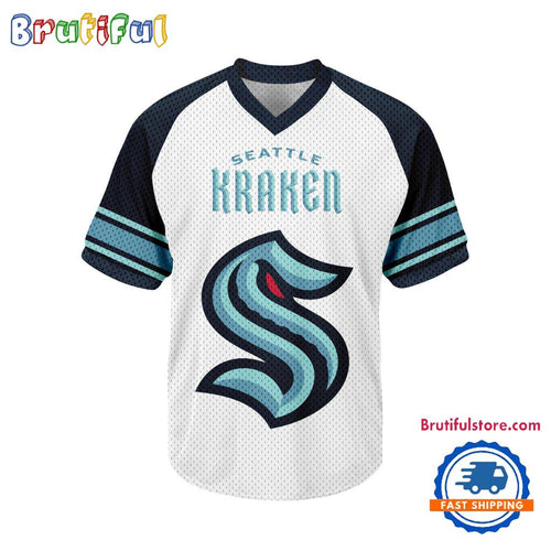 NHL Seattle Kraken Hockey Team Design V-neck Mesh Short Sleeve Jersey