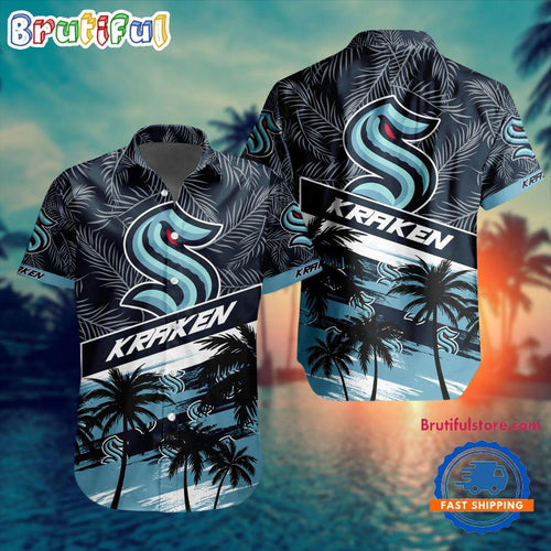 NHL Seattle Kraken Special Palm Tree Hawaiian Button Shirt