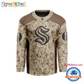 NHL Seattle Kraken Special Veterans Military Desert Camouflage Design Hockey Jersey