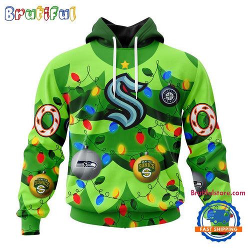 NHL Seattle Kraken Specialized Christmass Tree Color And City’s Sport Teams Hoodie, Sweatshirt, T Shirt