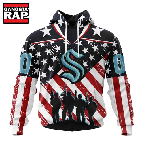 NHL Seattle Kraken Specialized Kits For Honor USS Military Hoodie, Hoodie T-Shirt