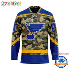 NHL St. Louis Blues Camo Veterans Custom Hockey Jersey