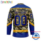 NHL St. Louis Blues Camo Veterans Custom Hockey Jersey