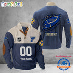 NHL St Louis Blues Hockey Team Custom Name And Number Buttoned Collar Sweatshirt