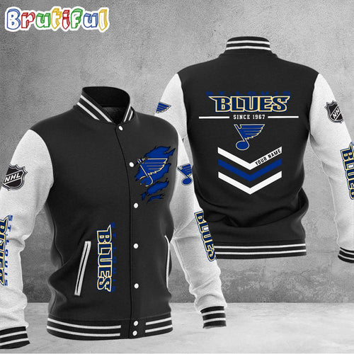 NHL St Louis Blues Hockey Team Personalized Varsity Baseball Jacket