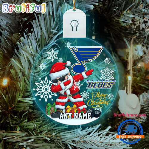 NHL St. Louis Blues Personalized Santa Claus Hockey Team Logo Christmas Led Acrylic Ornament