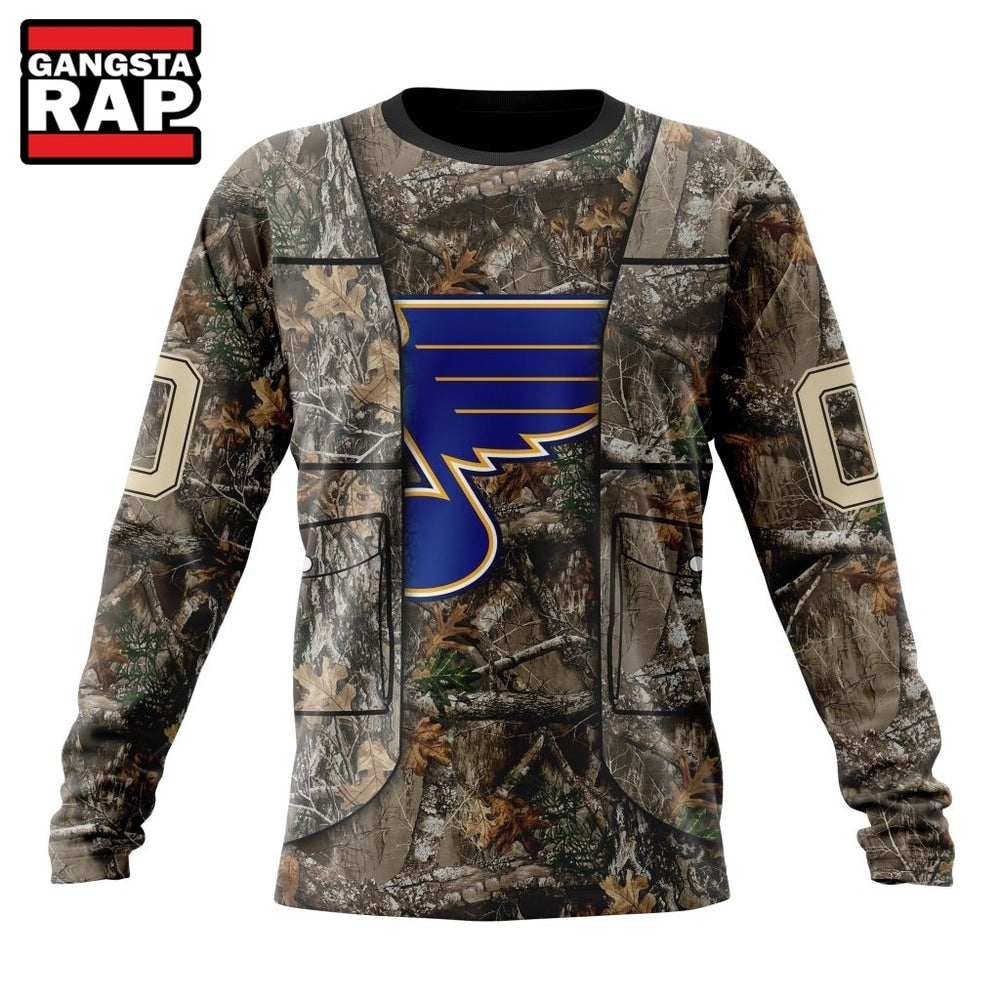 NHL St. Louis Blues Specialized Unisex Vest Kits With Realtree Camo Hoodie, T Shirt
