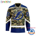 NHL Tampa Bay Lightning Camo Veterans Custom Hockey Jersey