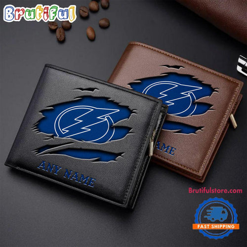 NHL Tampa Bay Lightning Custom Name Wallet, Hockey Team Design Men’s Wallet