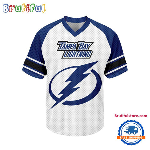 NHL Tampa Bay Lightning Hockey Team Design V-neck Mesh Short Sleeve Jersey