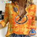 NHL Tampa Bay Lightning Hockey Team Orange Design Women’s Casual Shirt