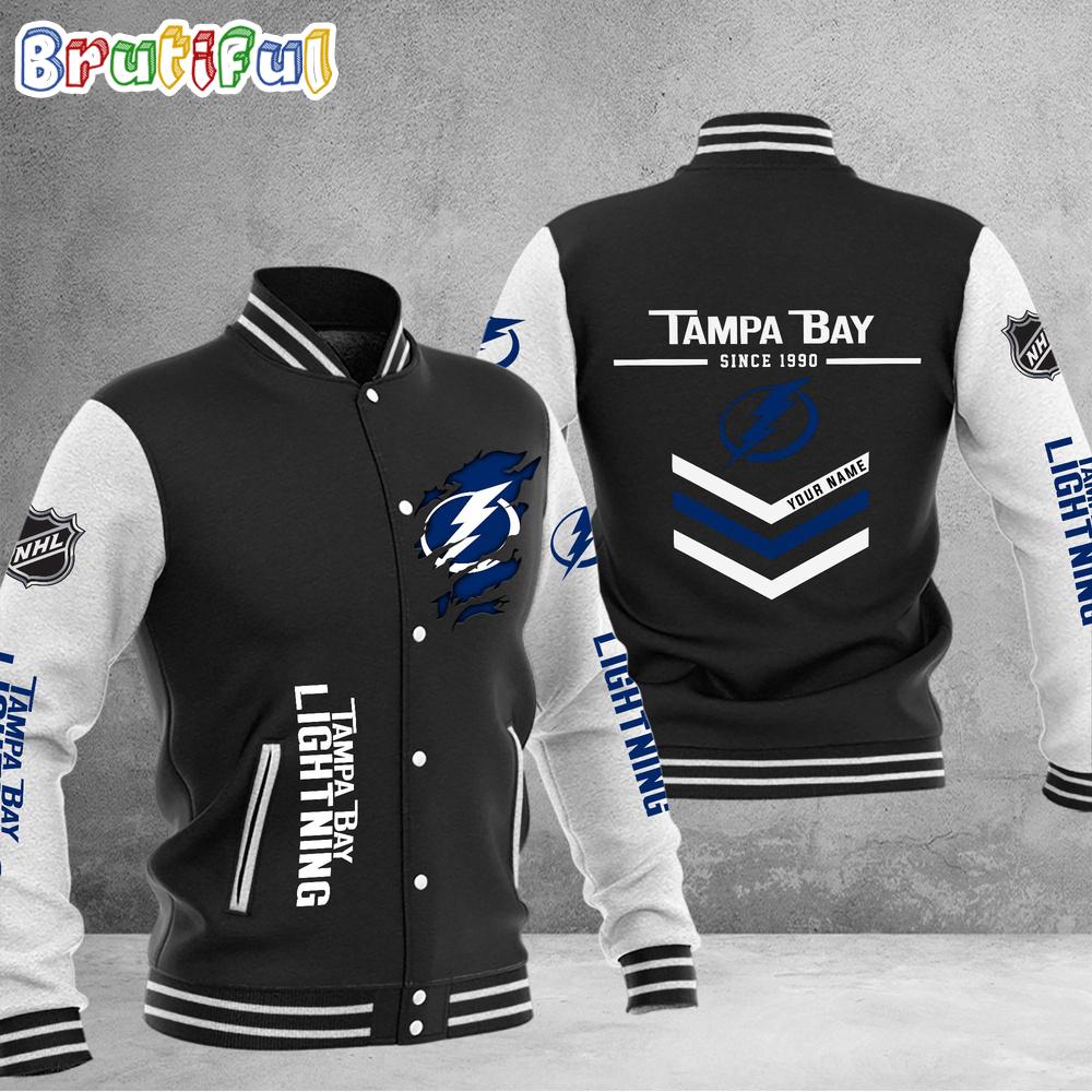 NHL Tampa Bay Lightning Hockey Team Personalized Varsity Baseball Jacket