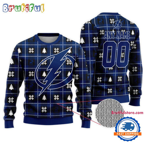 NHL Tampa Bay Lightning Personalized Snow Tree Ugly Christmas Sweater