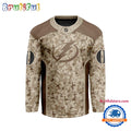 NHL Tampa Bay Lightning Special Veterans Military Desert Camouflage Design Hockey Jersey