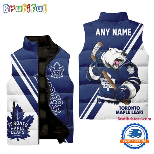 NHL Toronto Maple Leafs Custom Name Sleeveless Puffer Jacket, Hockey Team Jacket Fans Gifts