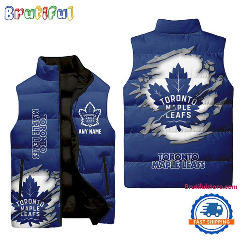 NHL Toronto Maple Leafs Personalized Hockey Logo Team Sleeveless Puffer Jacket
