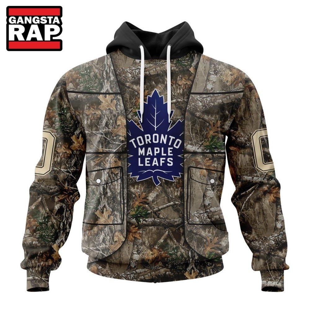 NHL Toronto Maple Leafs Specialized Unisex Vest Kits With Realtree Camo Hoodie, T Shirt