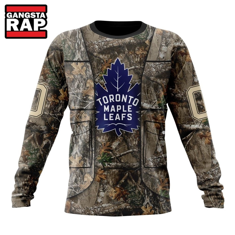 NHL Toronto Maple Leafs Specialized Unisex Vest Kits With Realtree Camo Hoodie, T Shirt