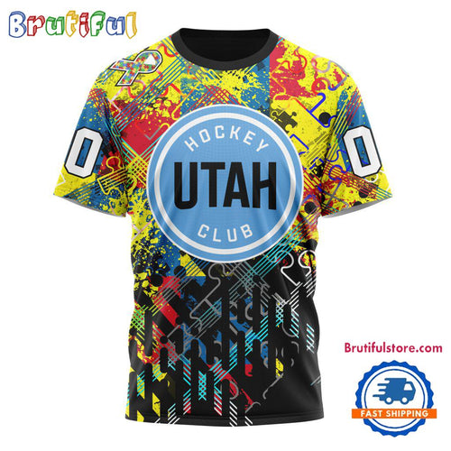 NHL Utah Hockey Club Hockey Logo Team Autism Awareness Design TShirt, Sweatshirt, Hoodie