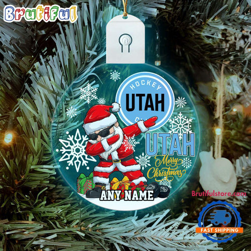 NHL Utah Hockey Club Personalized Santa Claus Hockey Team Logo Christmas Led Acrylic Ornament