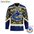 NHL Vancouver Canucks Camo Veterans Custom Hockey Jersey
