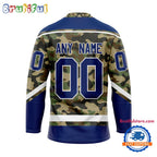 NHL Vancouver Canucks Camo Veterans Custom Hockey Jersey