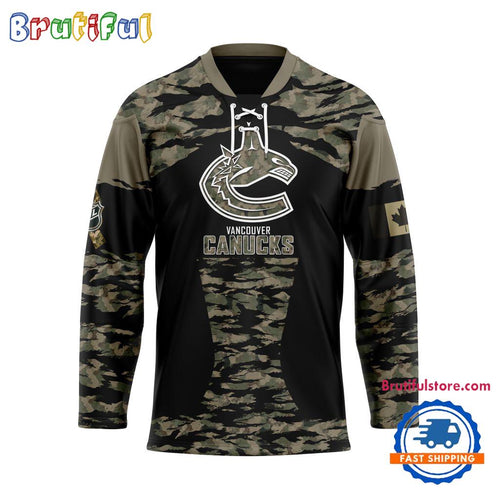 NHL Vancouver Canucks Custom Honoring Veterans Camo Hockey Jersey