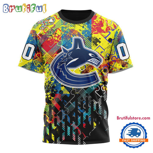 NHL Vancouver Canucks Hockey Logo Team Autism Awareness Design TShirt, Sweatshirt, Hoodie