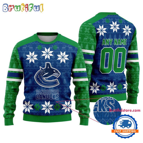 NHL Vancouver Canucks Hockey Snow Christmas Ugly Sweater