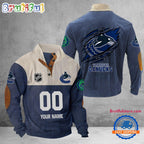 NHL Vancouver Canucks Hockey Team Custom Name And Number Buttoned Collar Sweatshirt