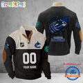 NHL Vancouver Canucks Hockey Team Custom Name And Number Buttoned Collar Sweatshirt