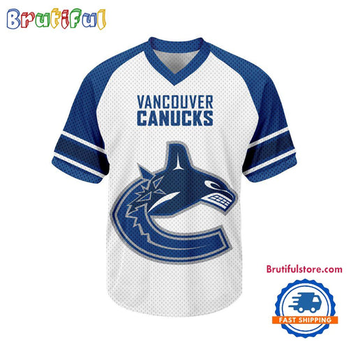 NHL Vancouver Canucks Hockey Team Design V-neck Mesh Short Sleeve Jersey