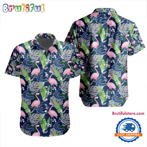 NHL Vancouver Canucks Special Flamingo Hawaiian Design Button Shirt