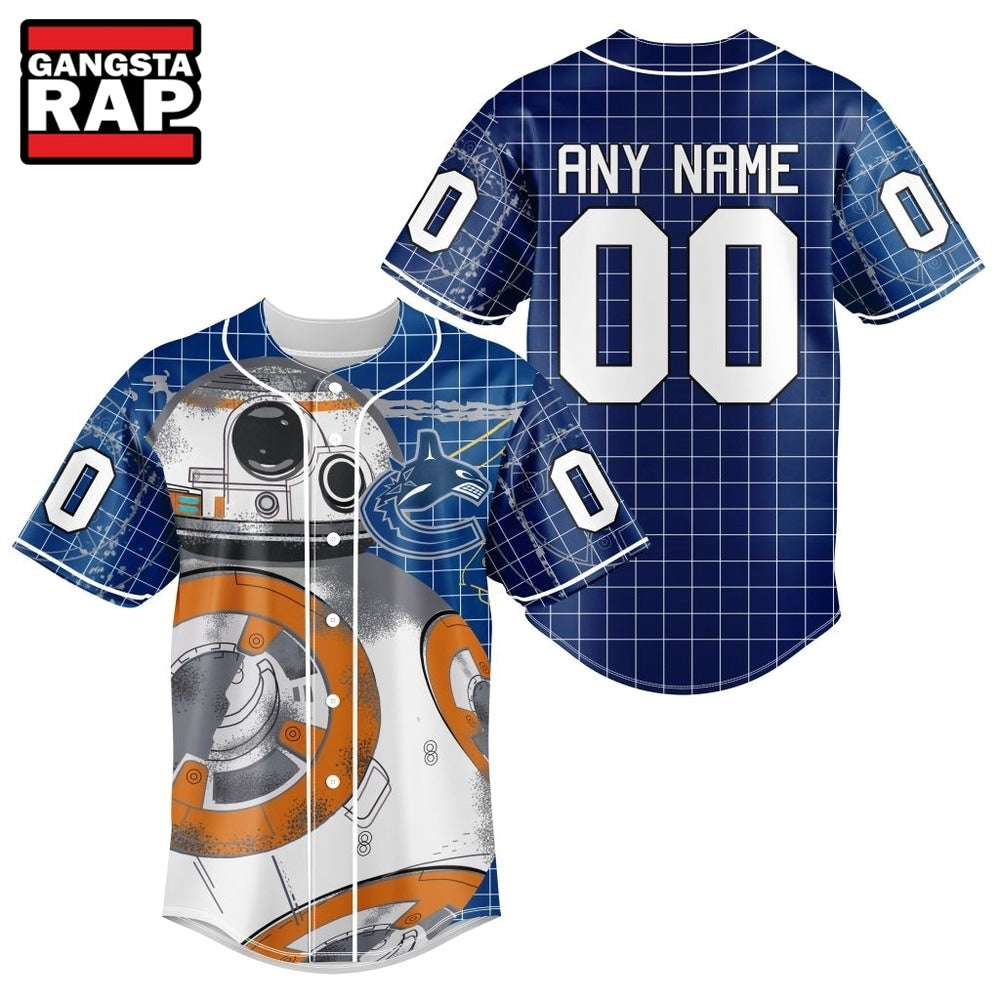 NHL Vancouver Canucks x BB 8 D Star War Baseball Jersey