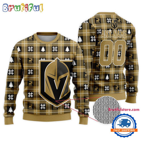 NHL Vegas Golden Knights Personalized Snow Tree Ugly Christmas Sweater