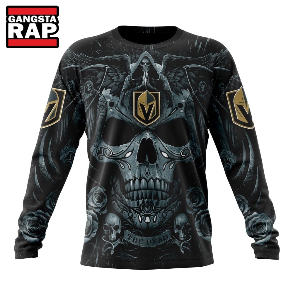 NHL Vegas Golden Knights Special Design Halloween With Skull Art Hoodie, T Shirt