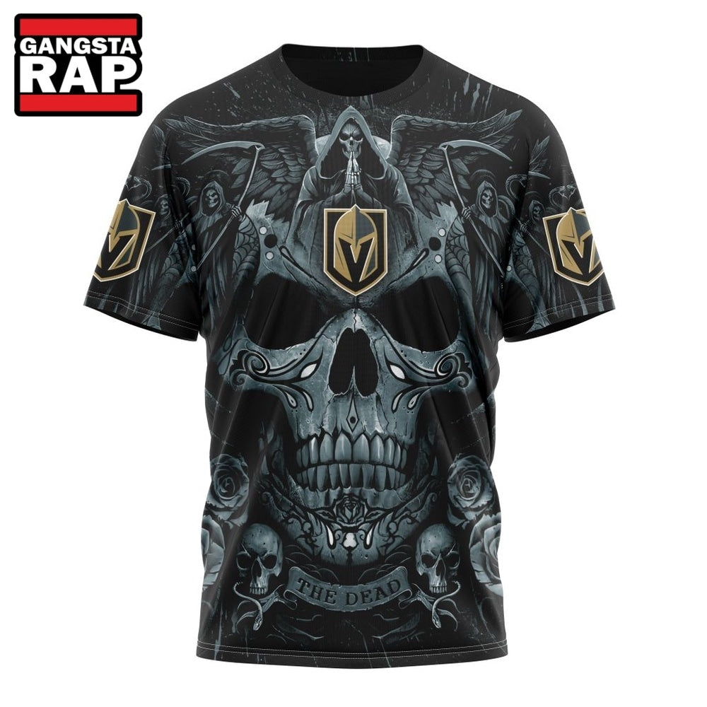 NHL Vegas Golden Knights Special Design Halloween With Skull Art Hoodie, T Shirt