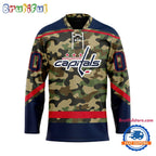 NHL Washington Capitals Camo Veterans Custom Hockey Jersey