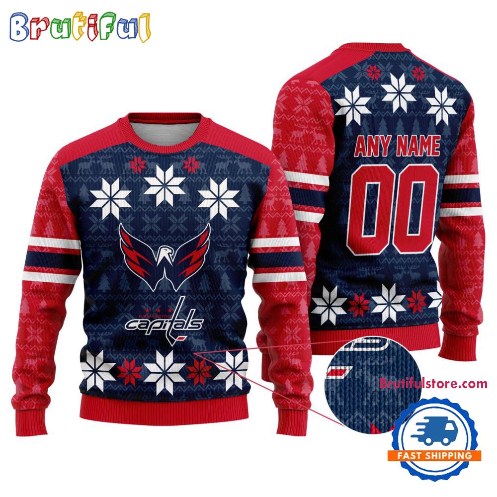 NHL Washington Capitals Hockey Snow Christmas Ugly Sweater