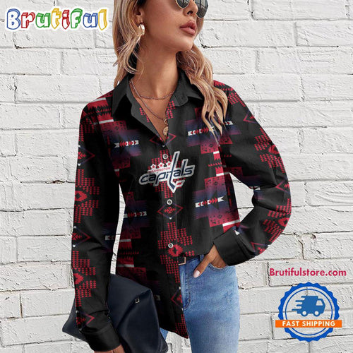 NHL Washington Capitals Special Native American Women’s Casual Shirt, Hockey Women’s Casual Shirt