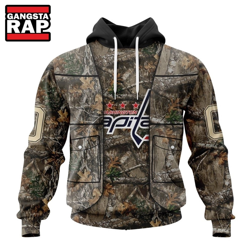 NHL Washington Capitals Specialized Unisex Vest Kits With Realtree Camo Hoodie, T Shirt