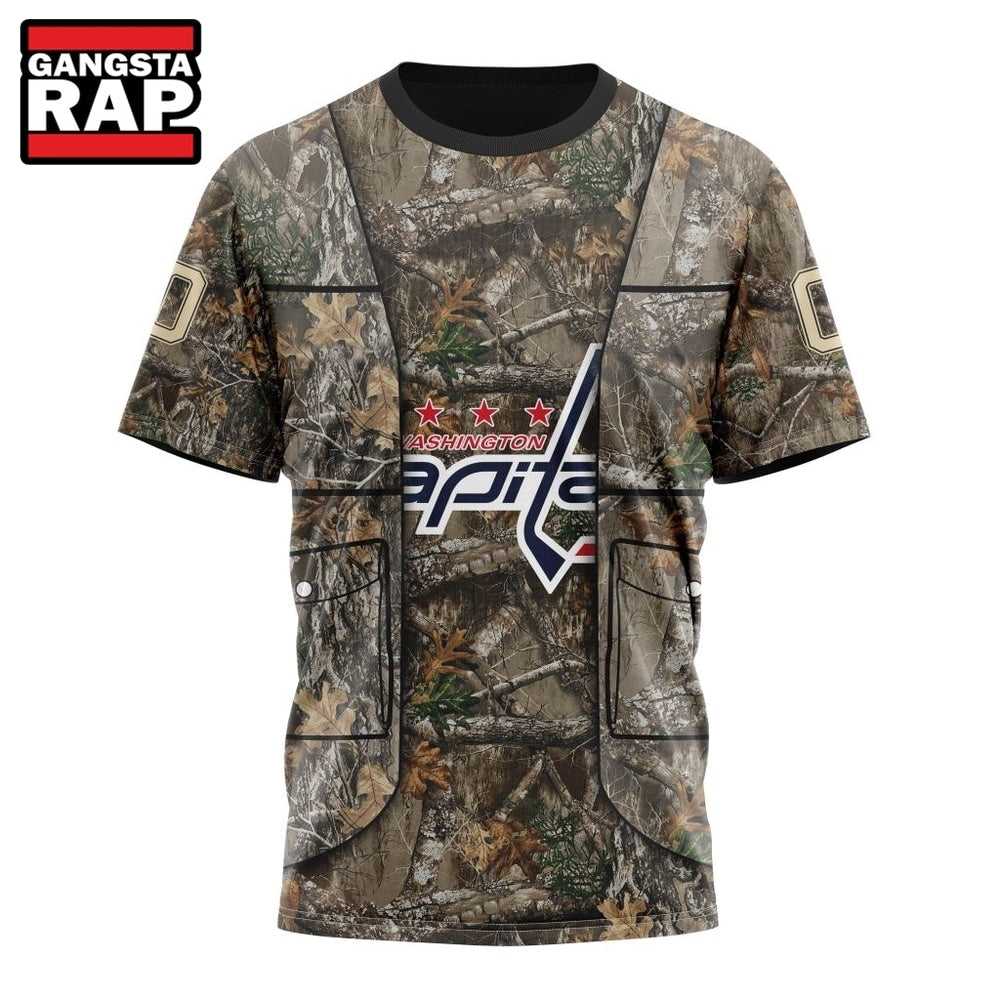 NHL Washington Capitals Specialized Unisex Vest Kits With Realtree Camo Hoodie, T Shirt