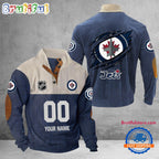 NHL Winnipeg Jets Hockey Team Custom Name And Number Buttoned Collar Sweatshirt