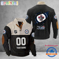 NHL Winnipeg Jets Hockey Team Custom Name And Number Buttoned Collar Sweatshirt