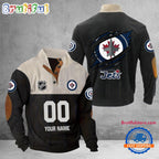 NHL Winnipeg Jets Hockey Team Custom Name And Number Buttoned Collar Sweatshirt