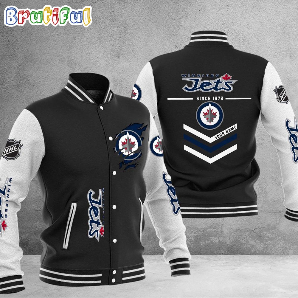 NHL Winnipeg Jets Hockey Team Personalized Varsity Baseball Jacket