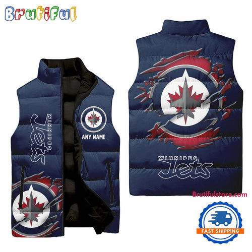 NHL Winnipeg Jets Personalized Hockey Logo Team Sleeveless Puffer Jacket
