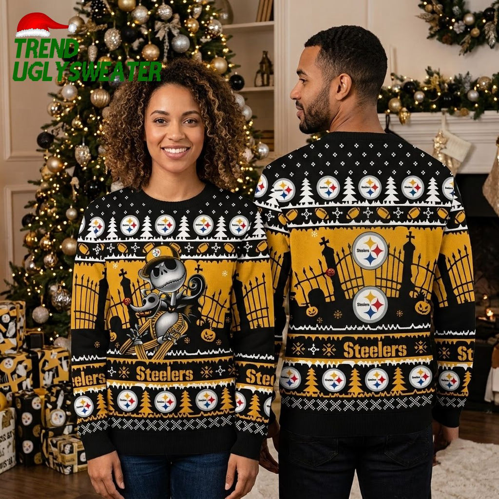 Nightmare Before Christmas Jack Skellington Steelers Ugly Christmas Sweater