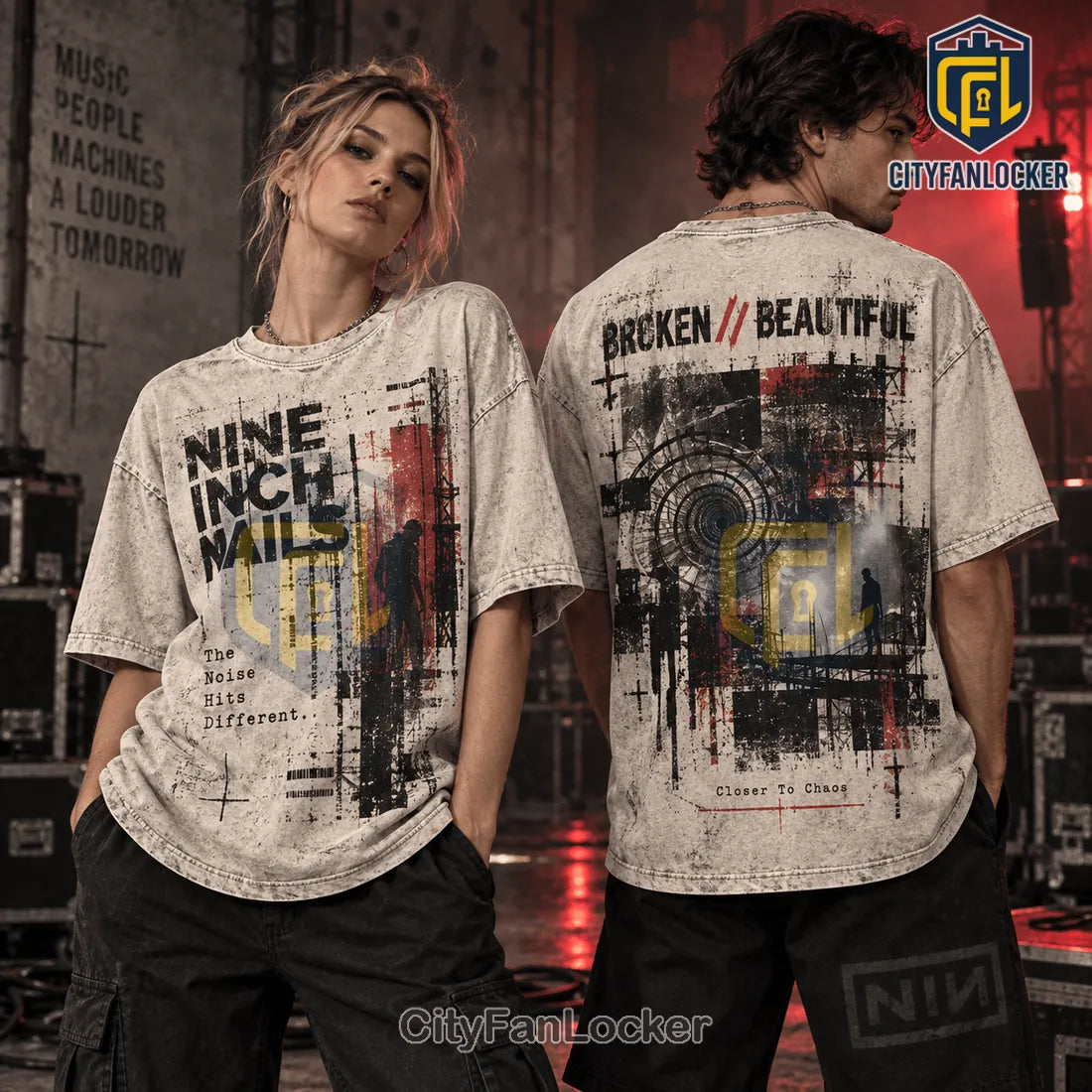 Nine Inch Nails Broken Distressed Mineral Wash T-Shirt