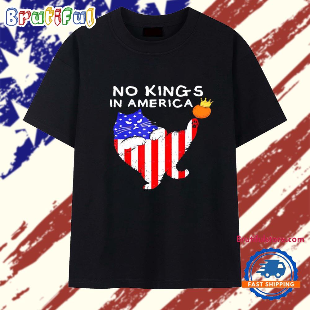 No Kings In America Cat USA Protest Save Democracy T Shirt